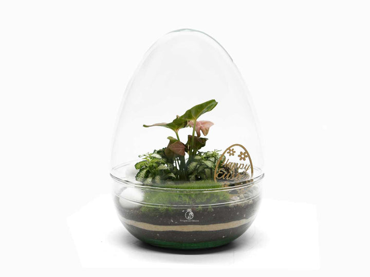 Easter Terrarium in Egg Shaped Glass