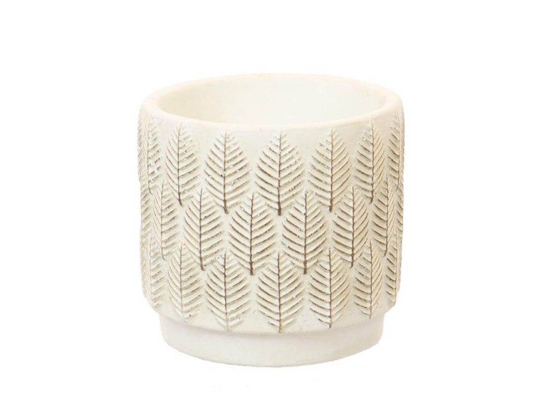 Decorative plant pot with leaf pattern