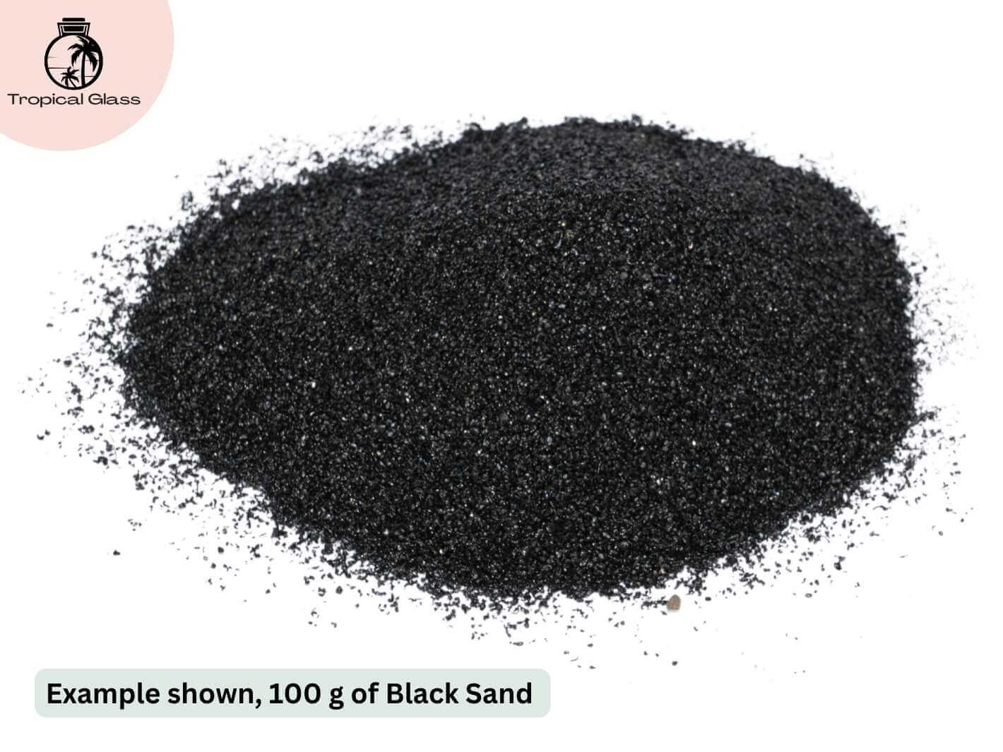 Pile of fine black sand for terrarium layering and decorative plant top dressing