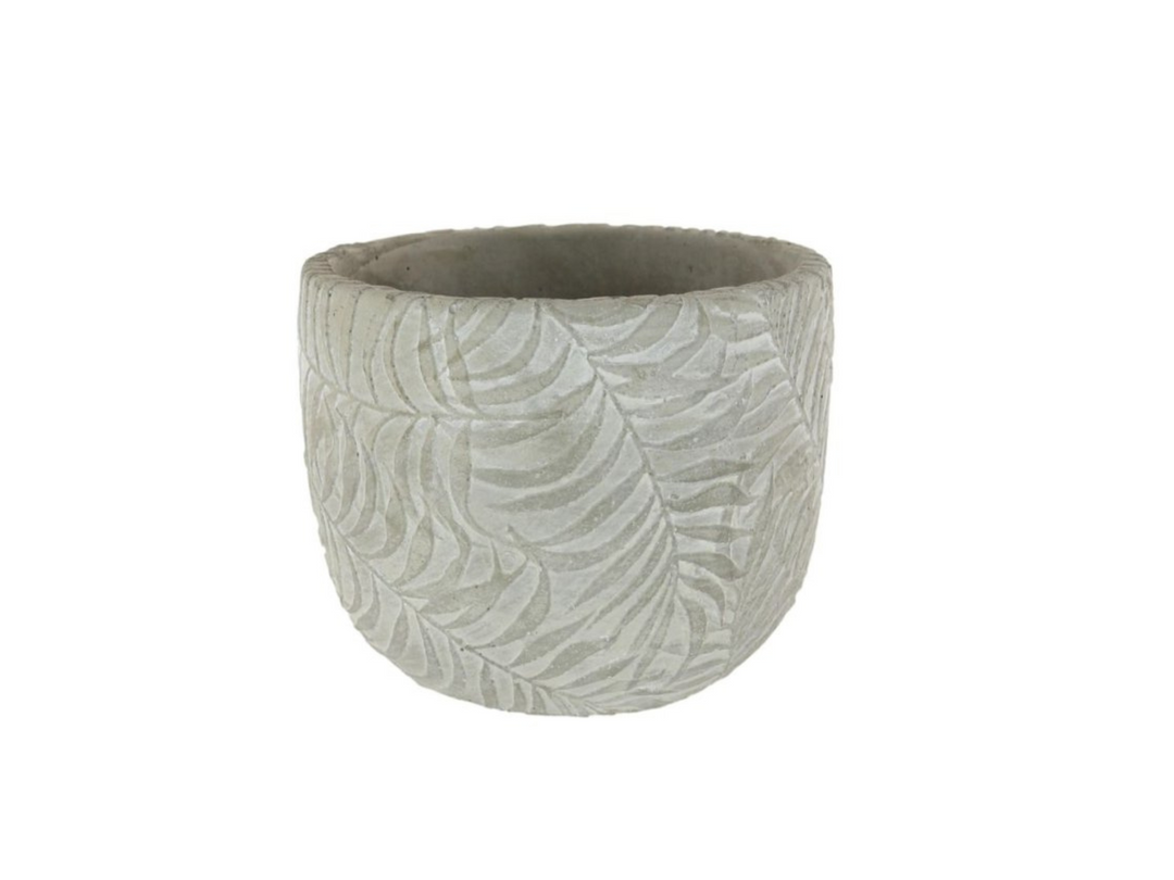 Grey Fern Leaves Decorative Pot | 8 cm