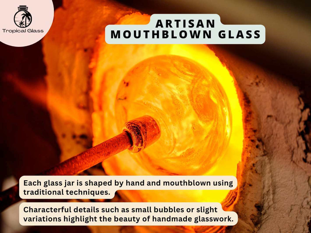 Artisan mouth blown glass terrarium container with clear handcrafted finish