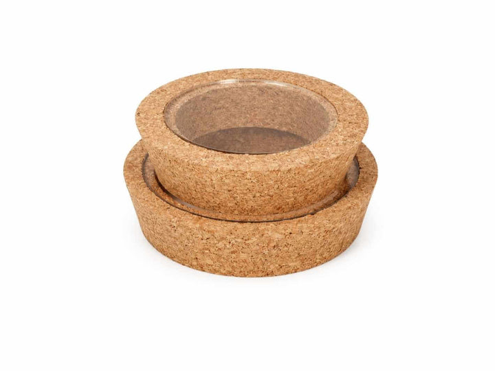 Clear view cork lid with transparent glass centre for closed terrarium jar