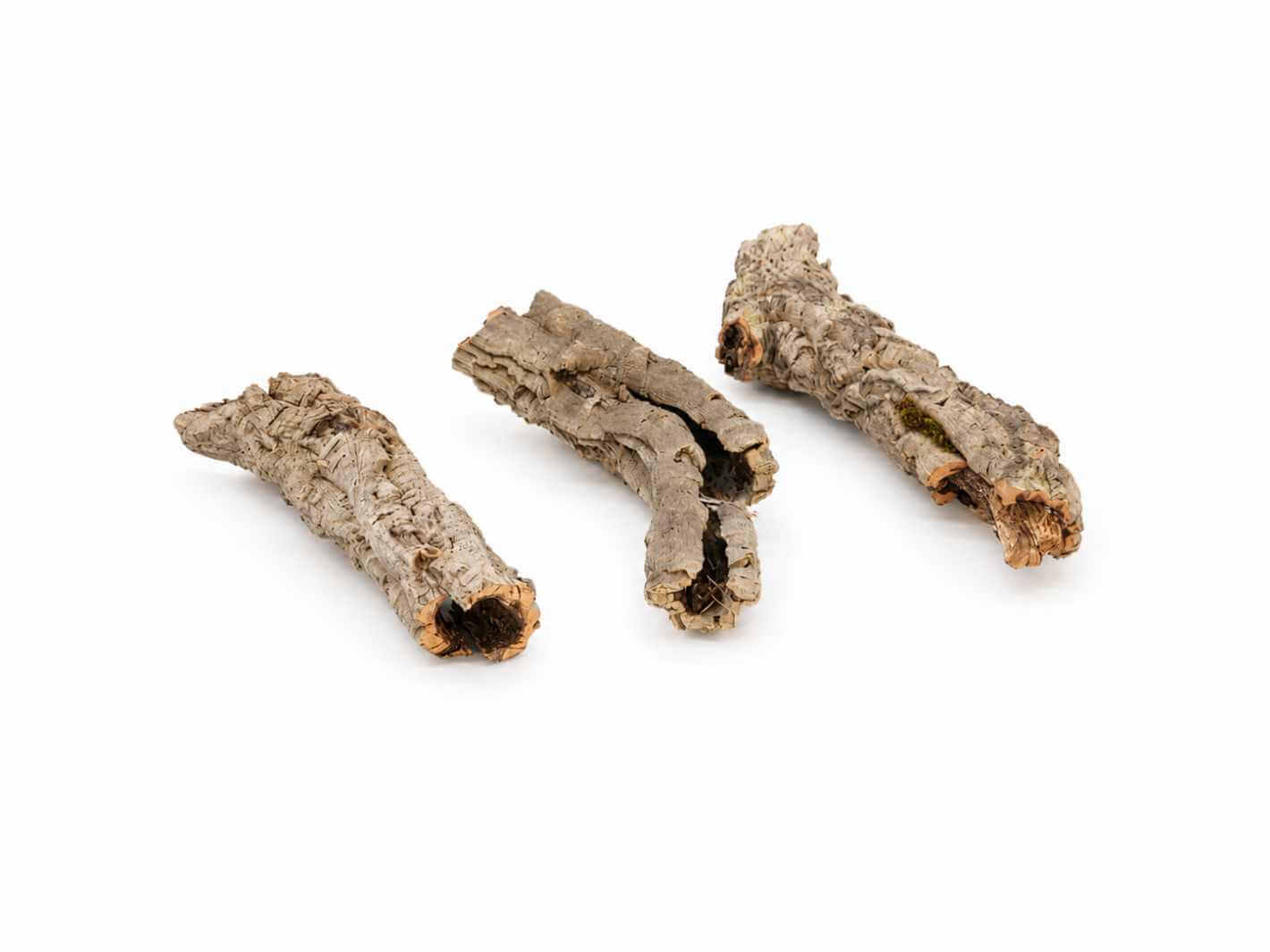 Three cork bark tubes for terrarium, vivarium and reptile habitats