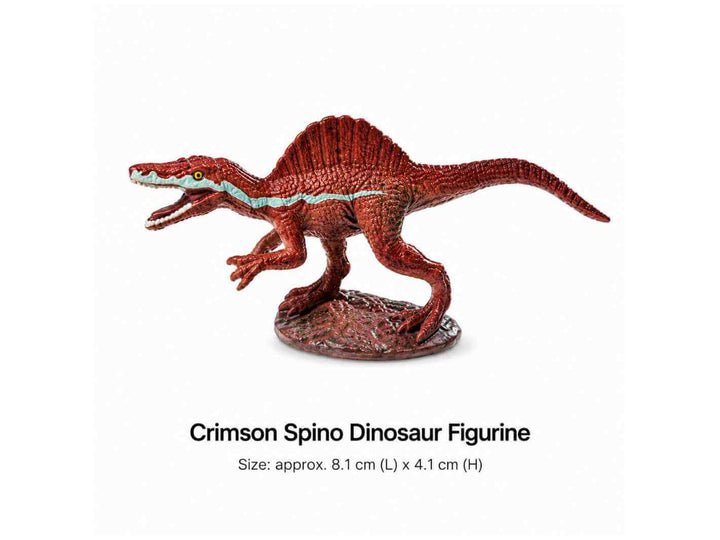 Red Crimson Spino dinosaur figurine with raised sail for terrarium and moss garden decor