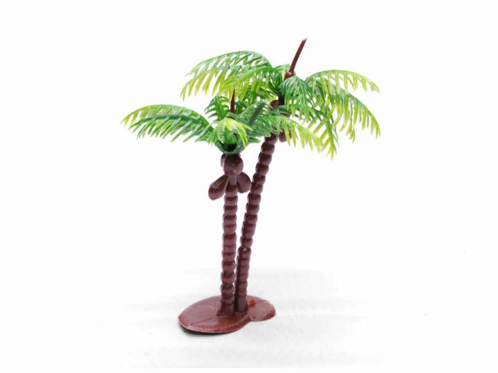 Miniature palm tree figurine with green leaves and a brown trunk, perfect for terrariums and fairy gardens