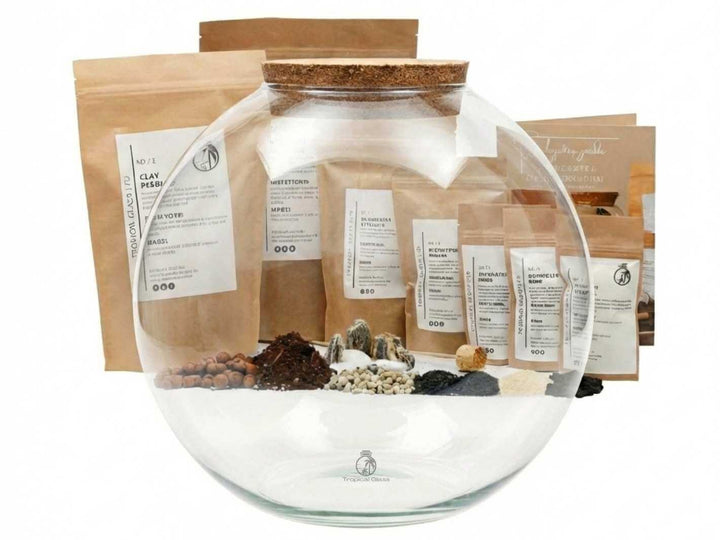 Round Glass Terrarium Container with Cork Lid | H: 23 cm