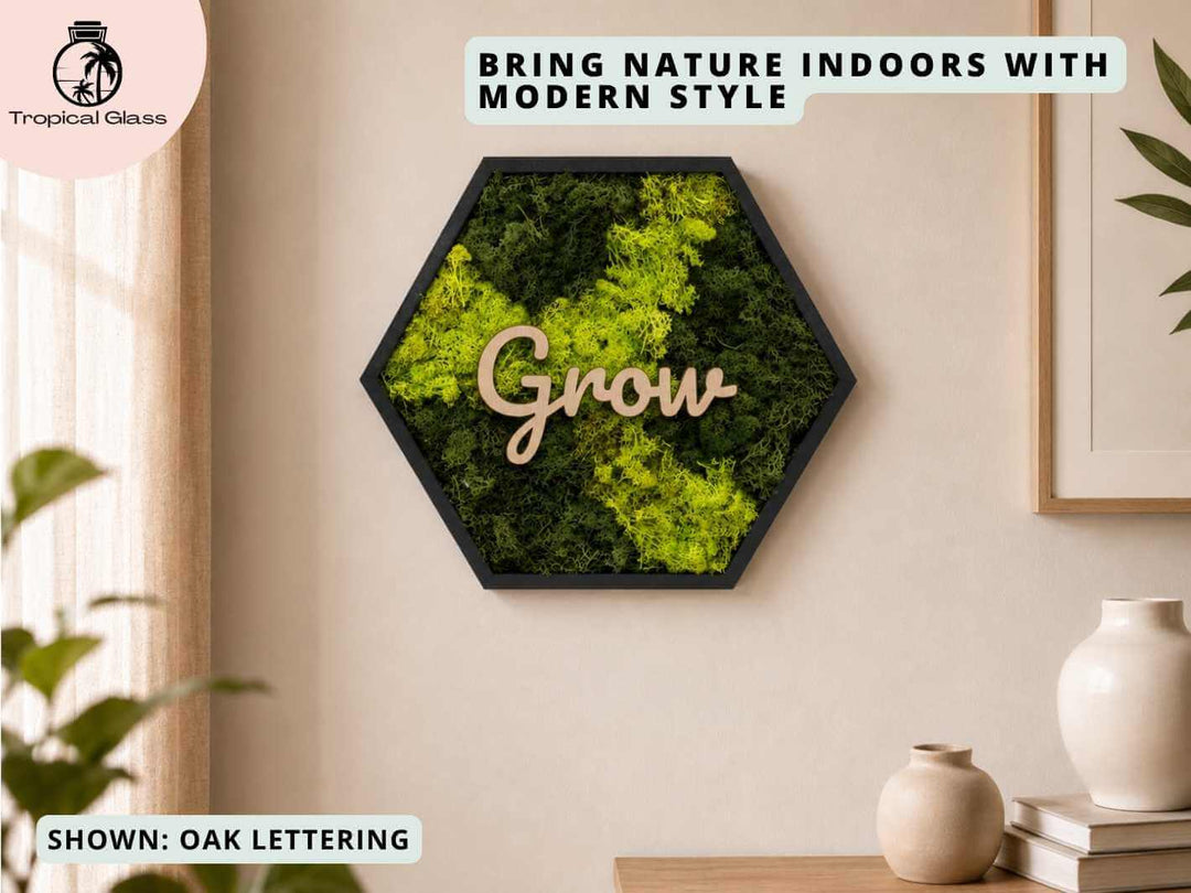 Personalised Hexagon Moss Wall Art 38 x 34 cm