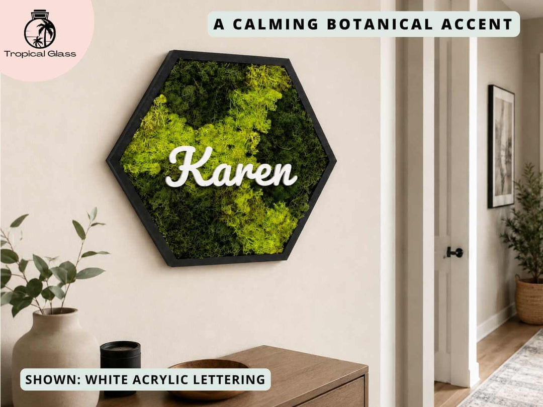 Personalised Hexagon Moss Wall Art 38 x 34 cm