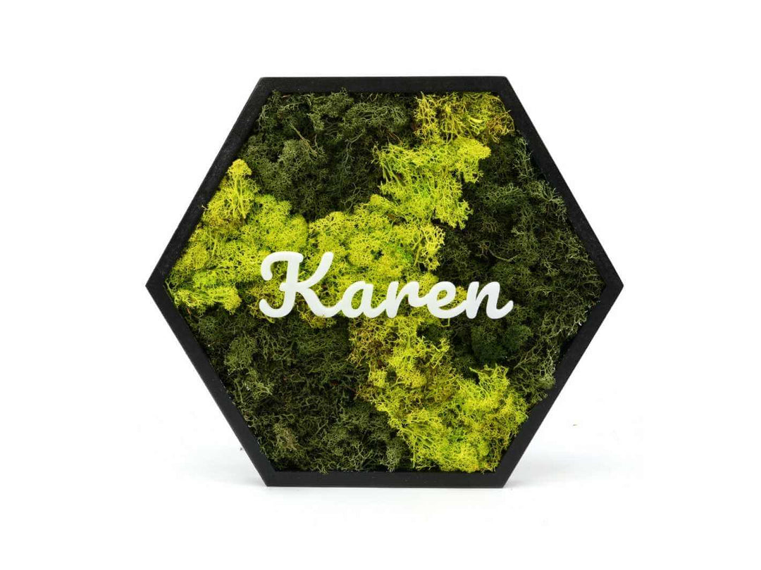 Personalised Hexagon Moss Wall Art 38 x 34 cm