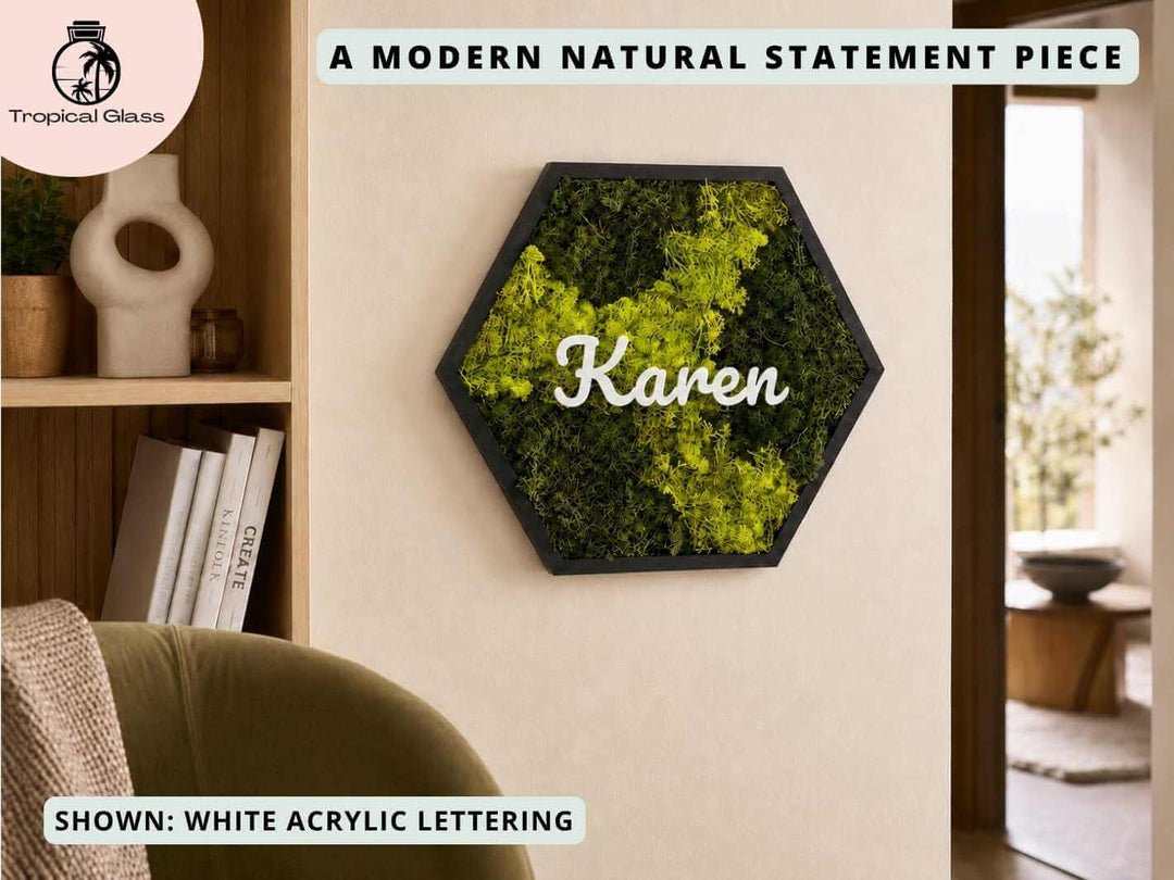 Personalised Hexagon Moss Wall Art 38 x 34 cm