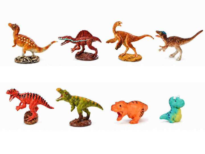 Mini dinosaur figurine collection for choosing a playful terrarium or fairy garden decoration