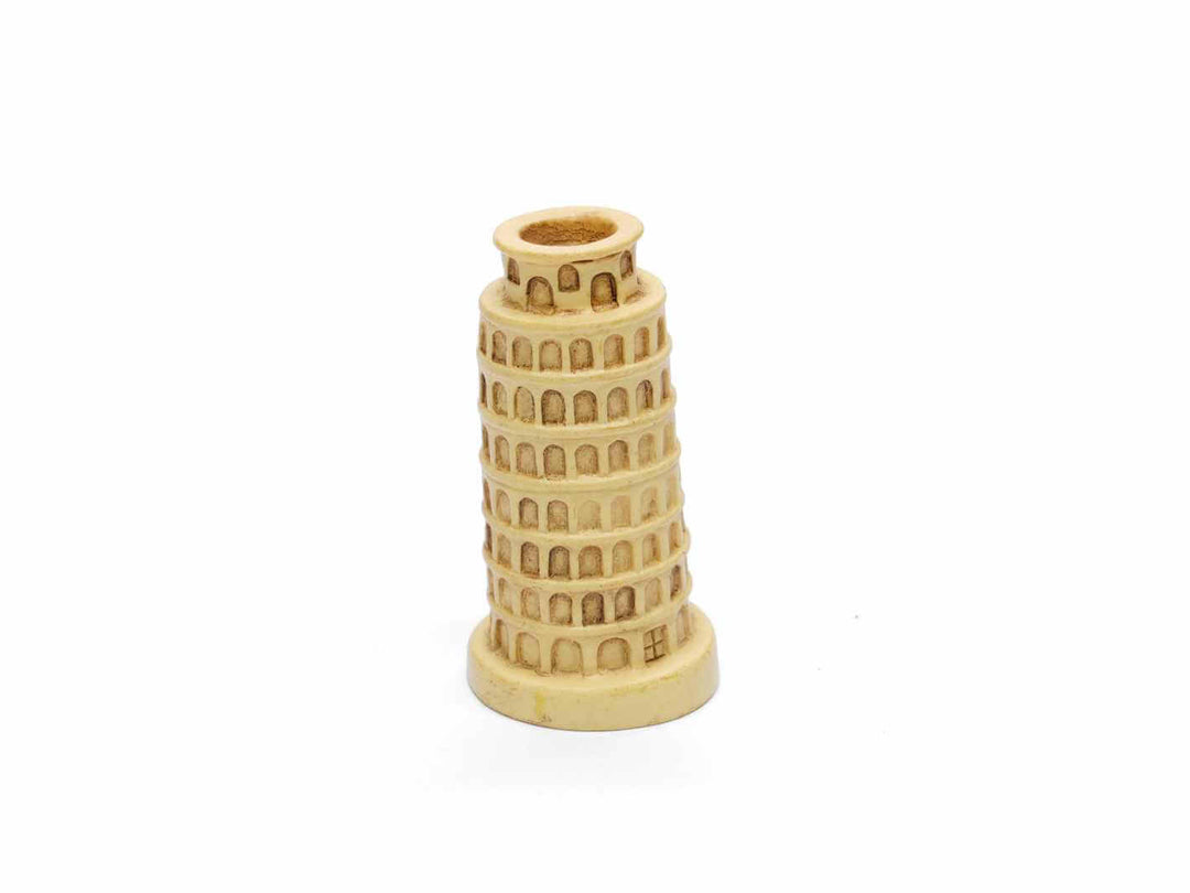 Small Pisa tower decoration with intricate details, a great addition to fairy gardens or architectural displays.