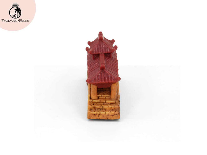 Side view of mini pagoda bridge ornament showing structure and design details