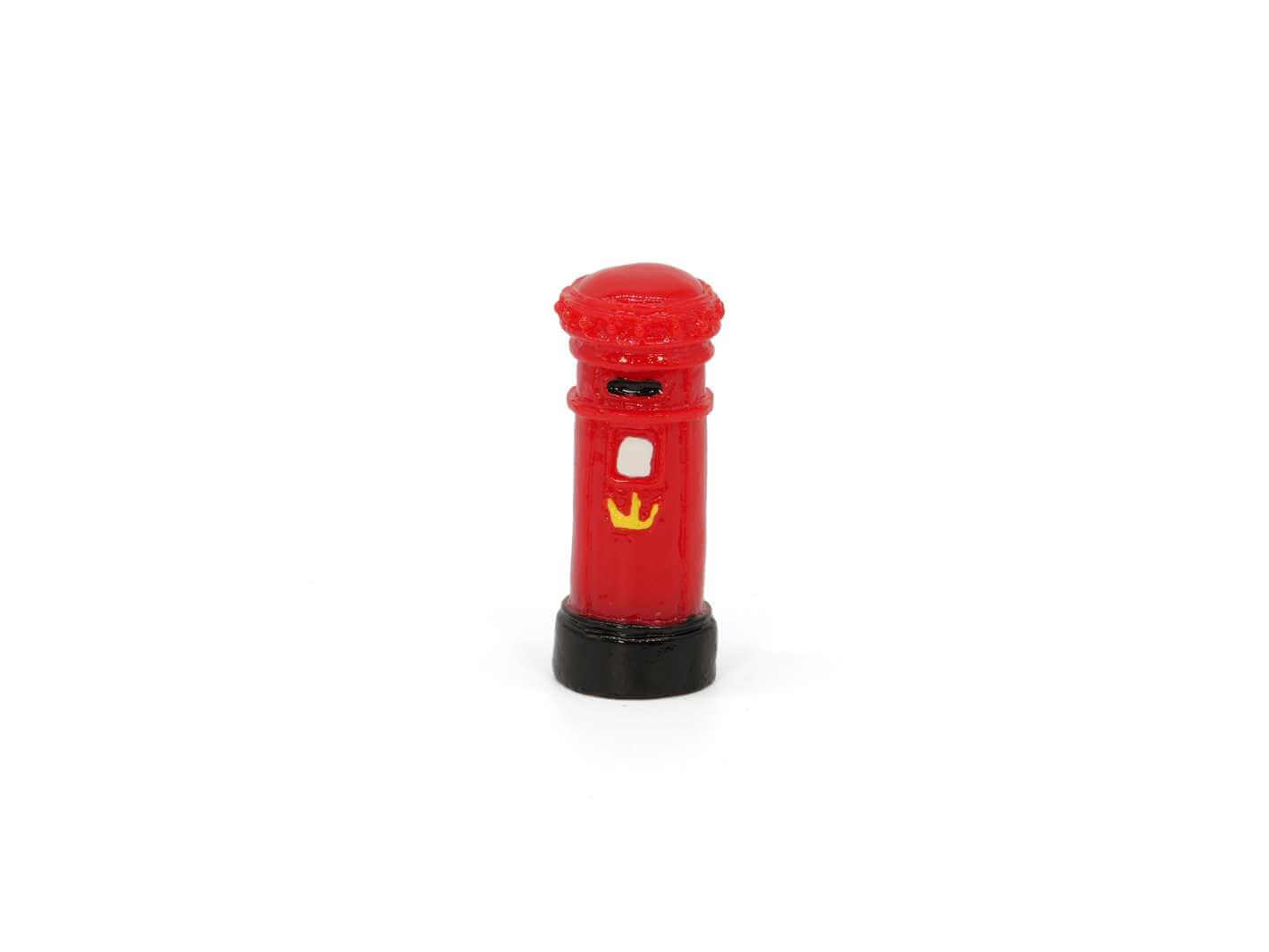 Mini red British post box figurine for terrarium, fairy garden and diorama decoration