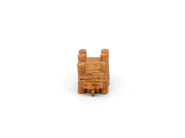 Angled perspective view of the miniature bridge figurine for miniature landscapes