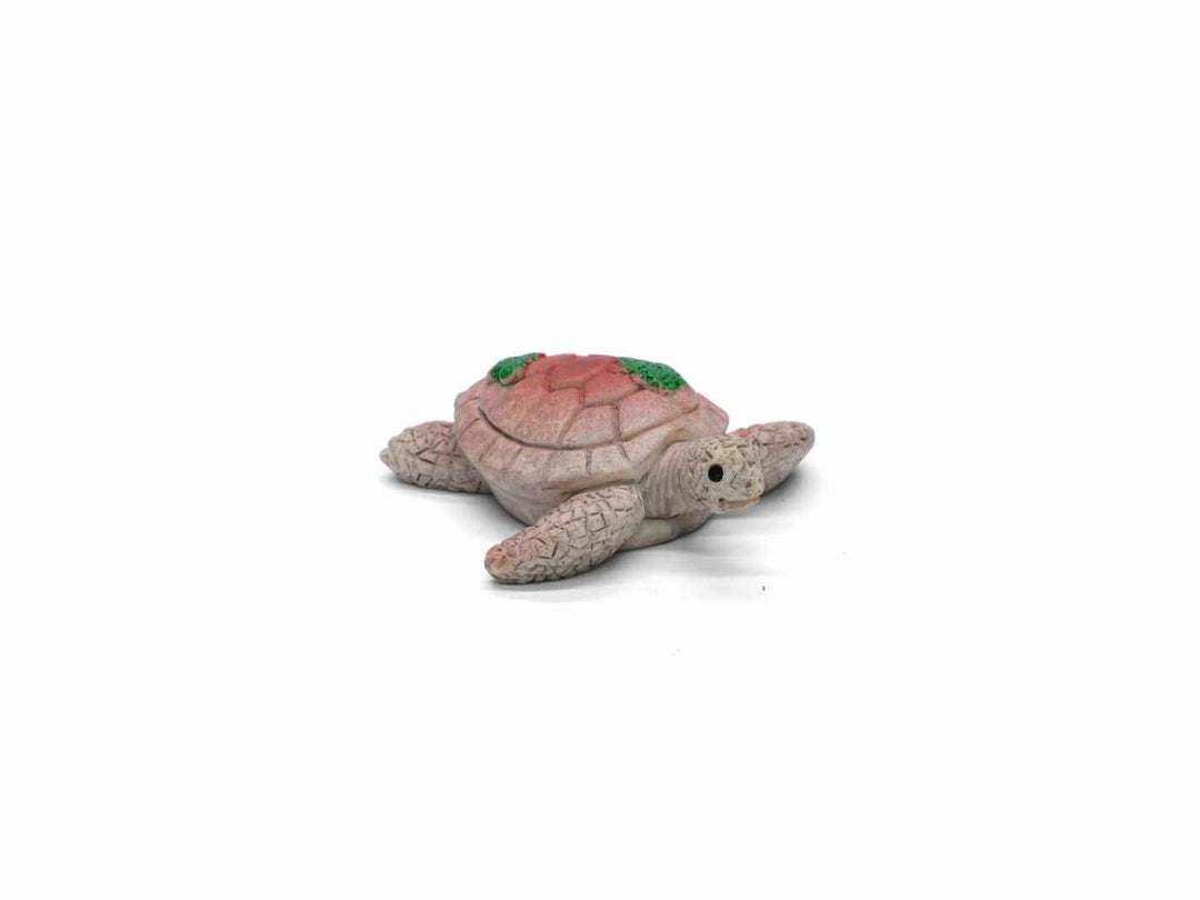 Small turtle figurine with realistic details, perfect for terrariums, fairy gardens, and ocean-themed displays.