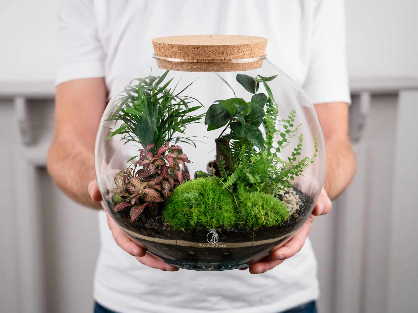 Garden in a Bottle with Tropical Plants