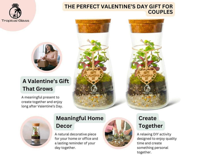 Romantic Valentine’s Day gift featuring a couple DIY terrarium kit