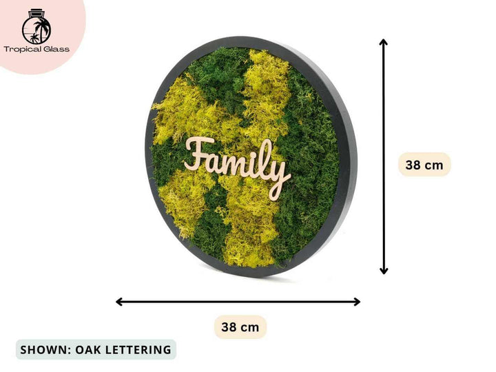 Personalised Round Preserved Moss Frame Wall Art | 38 cm