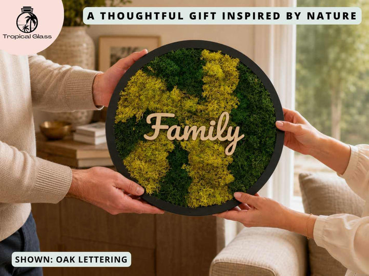 Personalised Round Preserved Moss Frame Wall Art | 38 cm
