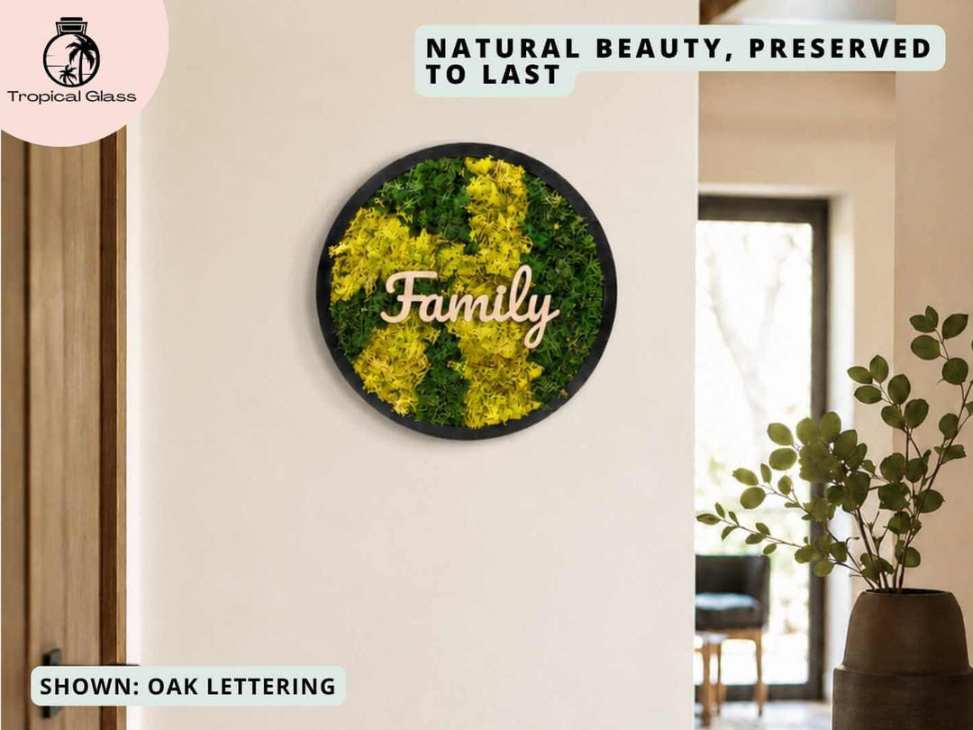 Personalised Round Preserved Moss Frame Wall Art | 38 cm