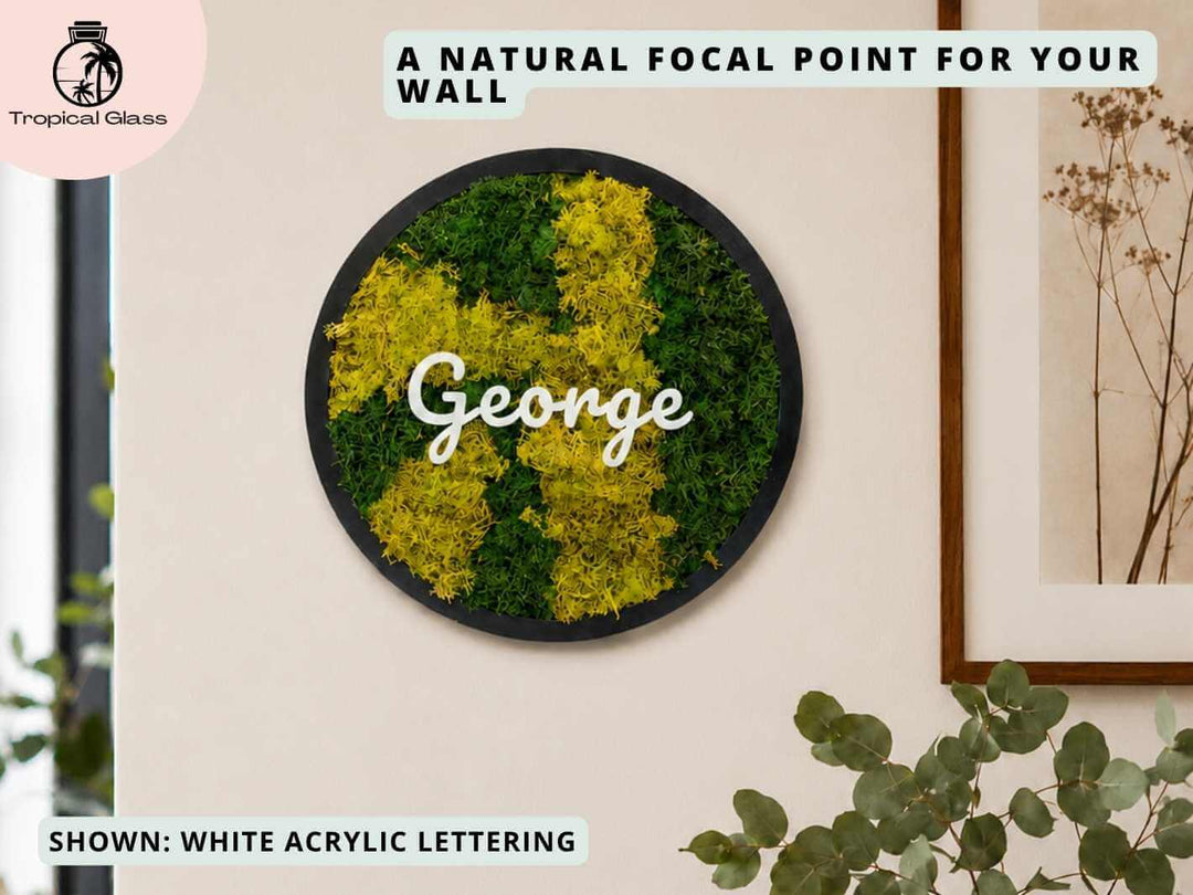 Personalised Round Preserved Moss Frame Wall Art | 38 cm
