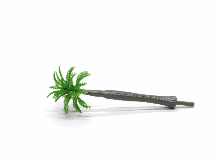 Miniature palm tree figurine with detailed trunk and green leaves, perfect for terrariums and fairy gardens.