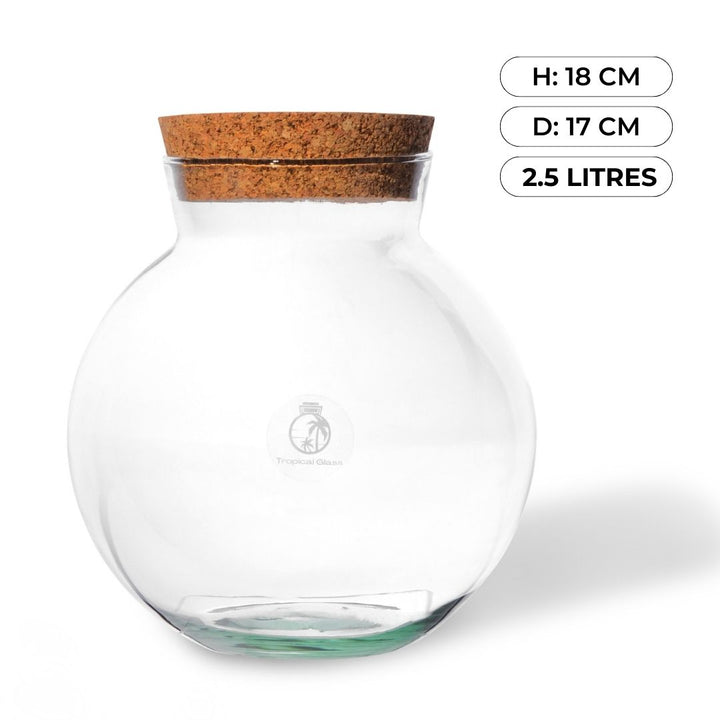 Round Terrarium with Cork Lid | H: 18 cm