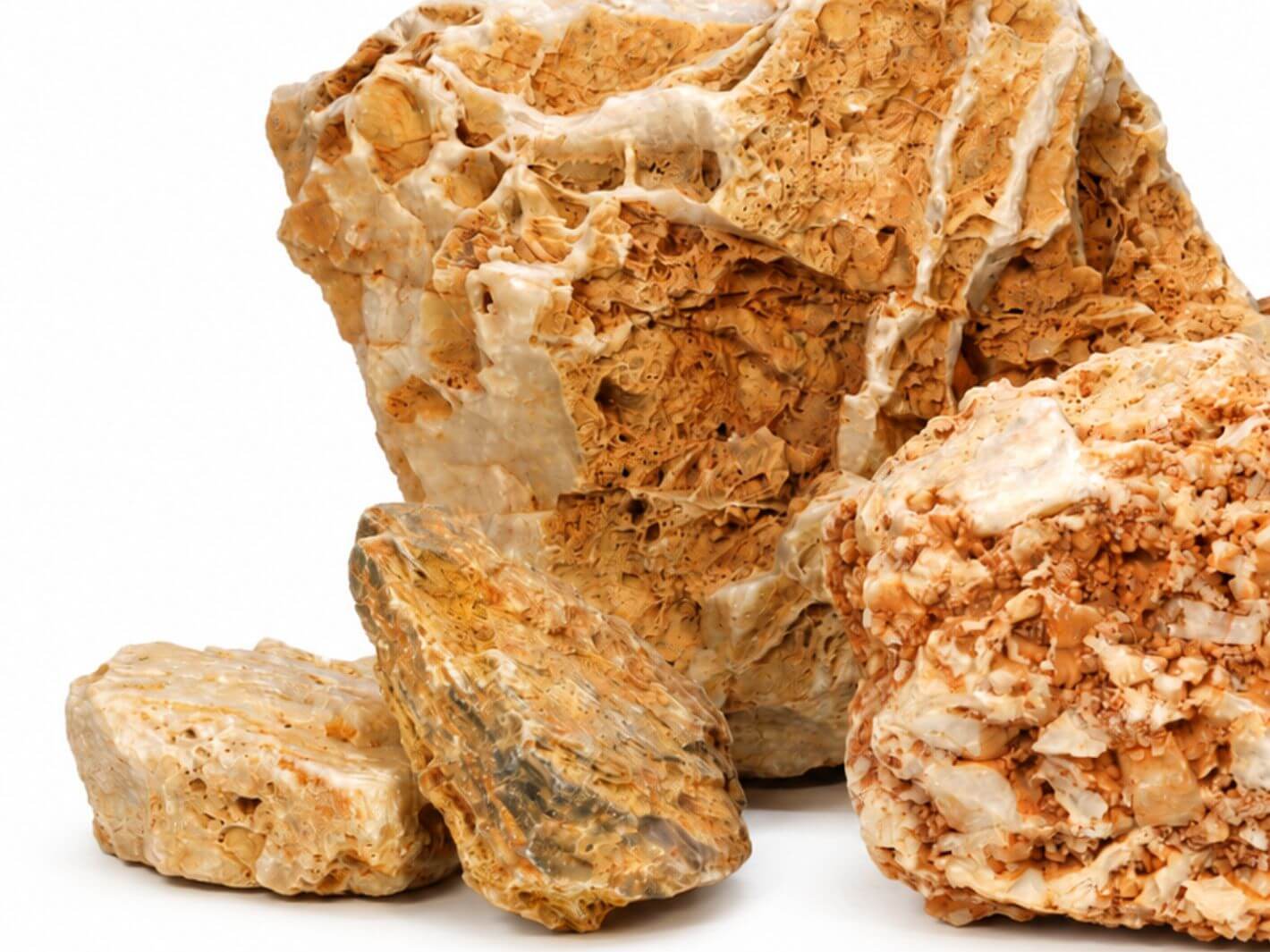 Beige textured Spaghetti Rock with natural layered surface for terrariums
