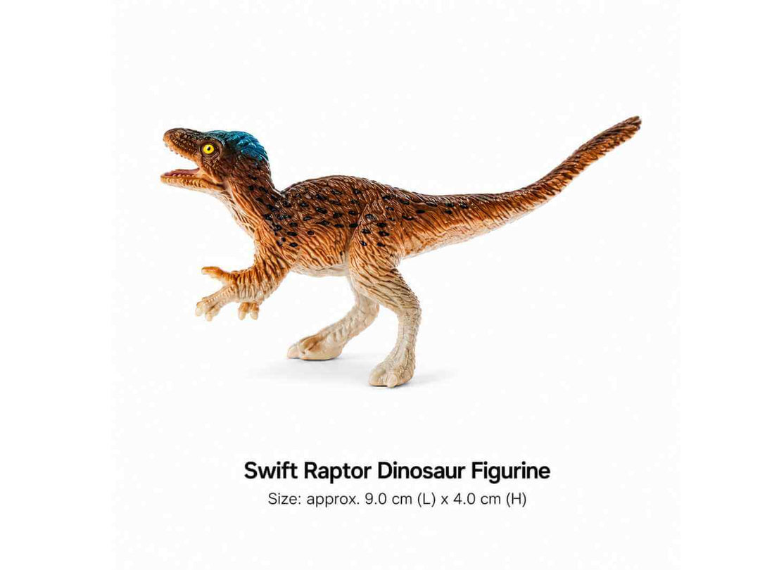 Brown Swift Raptor dinosaur figurine for prehistoric terrarium and miniature garden displays