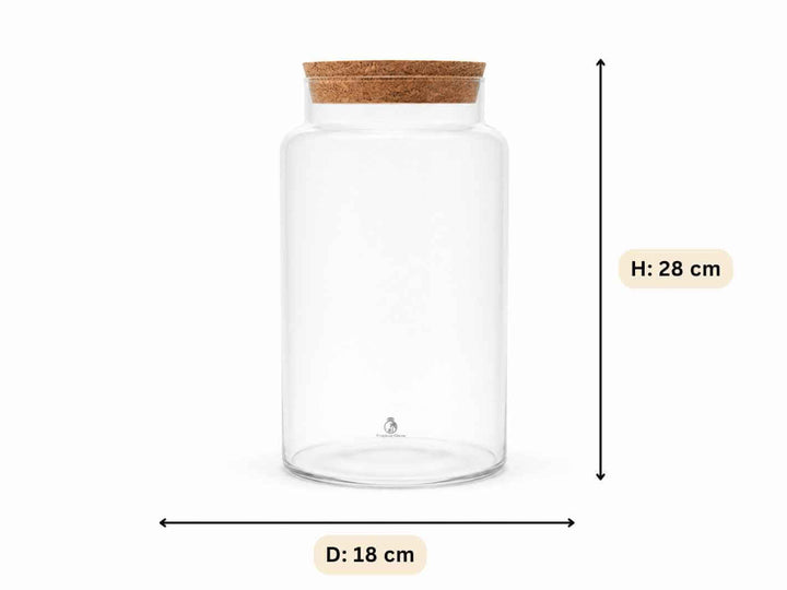 Tall Glass Terrarium Container with Cork Lid | H: 28 cm