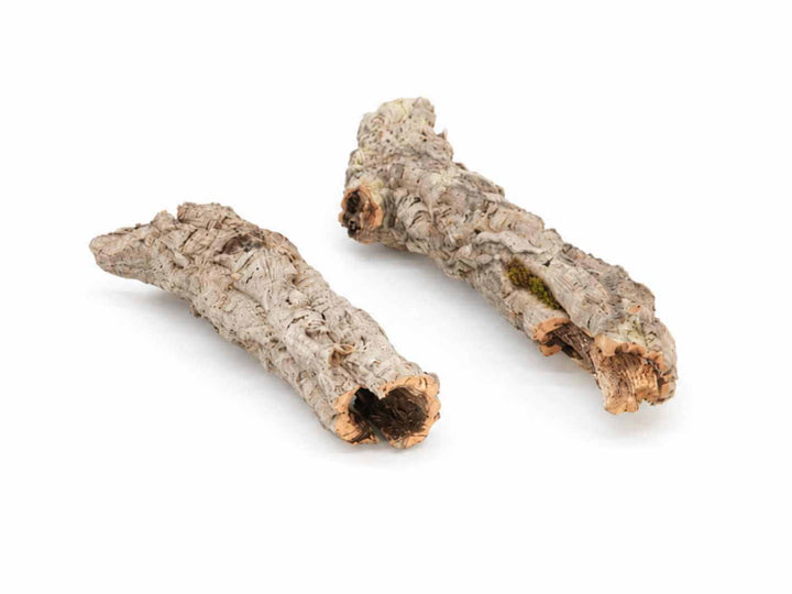 Two natural cork bark tubes for terrariums and reptile enclosures