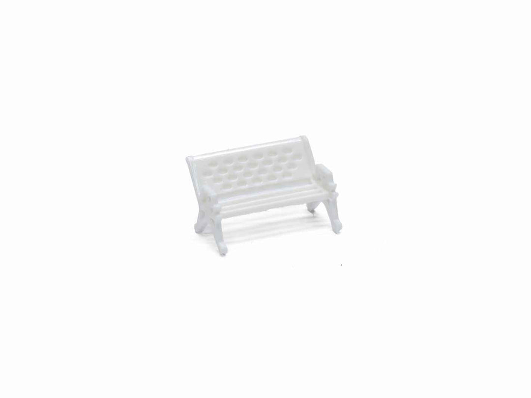 Tiny white bench for small landscapes, ideal for adding charm to miniature displays.