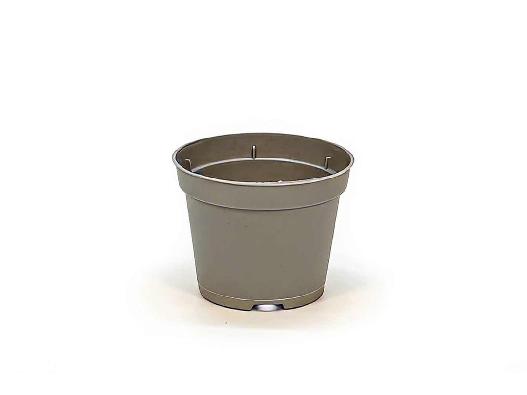 Used small grey plastic plant pot with drainage holes, ideal for seedlings and small indoor plants