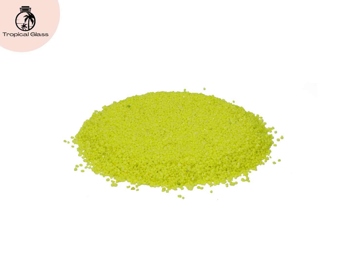 Bright yellow decorative micro gravel for terrariums, cactus pots, succulent planters and creative indoor plant arrangements