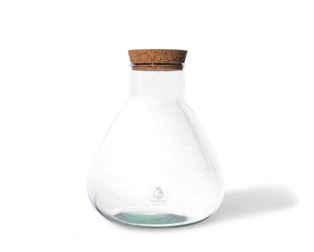 Terrarium Glass 24 cm with Cork Lid | Conical Flask | Handmade - Tropical Glass