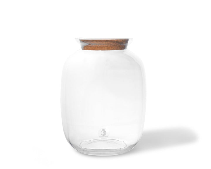Terrarium Container 32 cm with Cork Lid | Keg Shape | Handmade - Tropical Glass