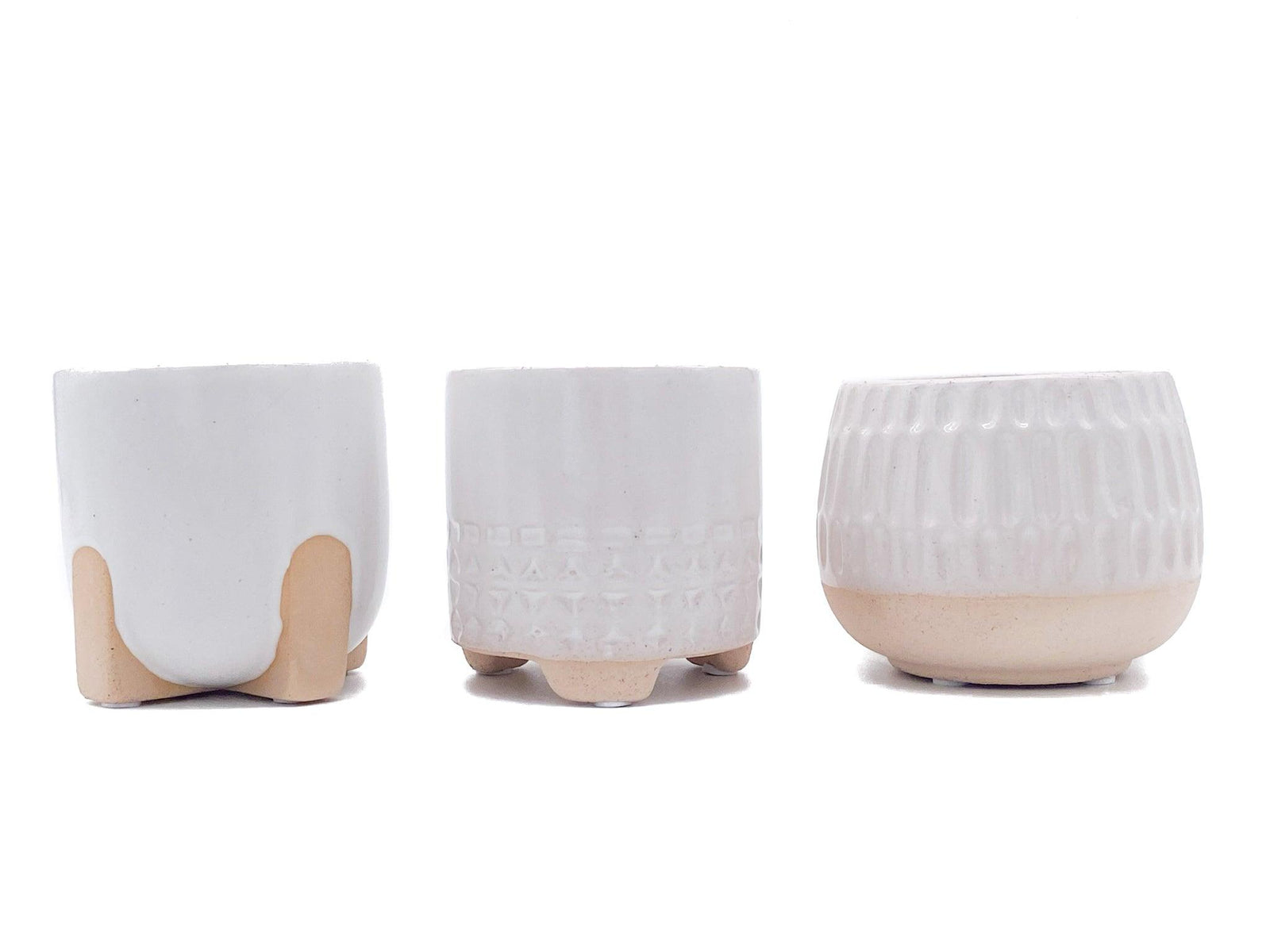 White & Beige Indoor Planter | Plant Pot 6 cm - Tropical Glass