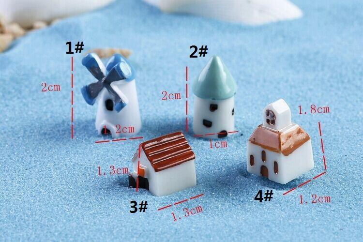Mini Houses and Mushrooms Figurines - Tropical Glass